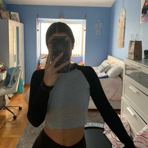 Grey and black crop top from brandy melville